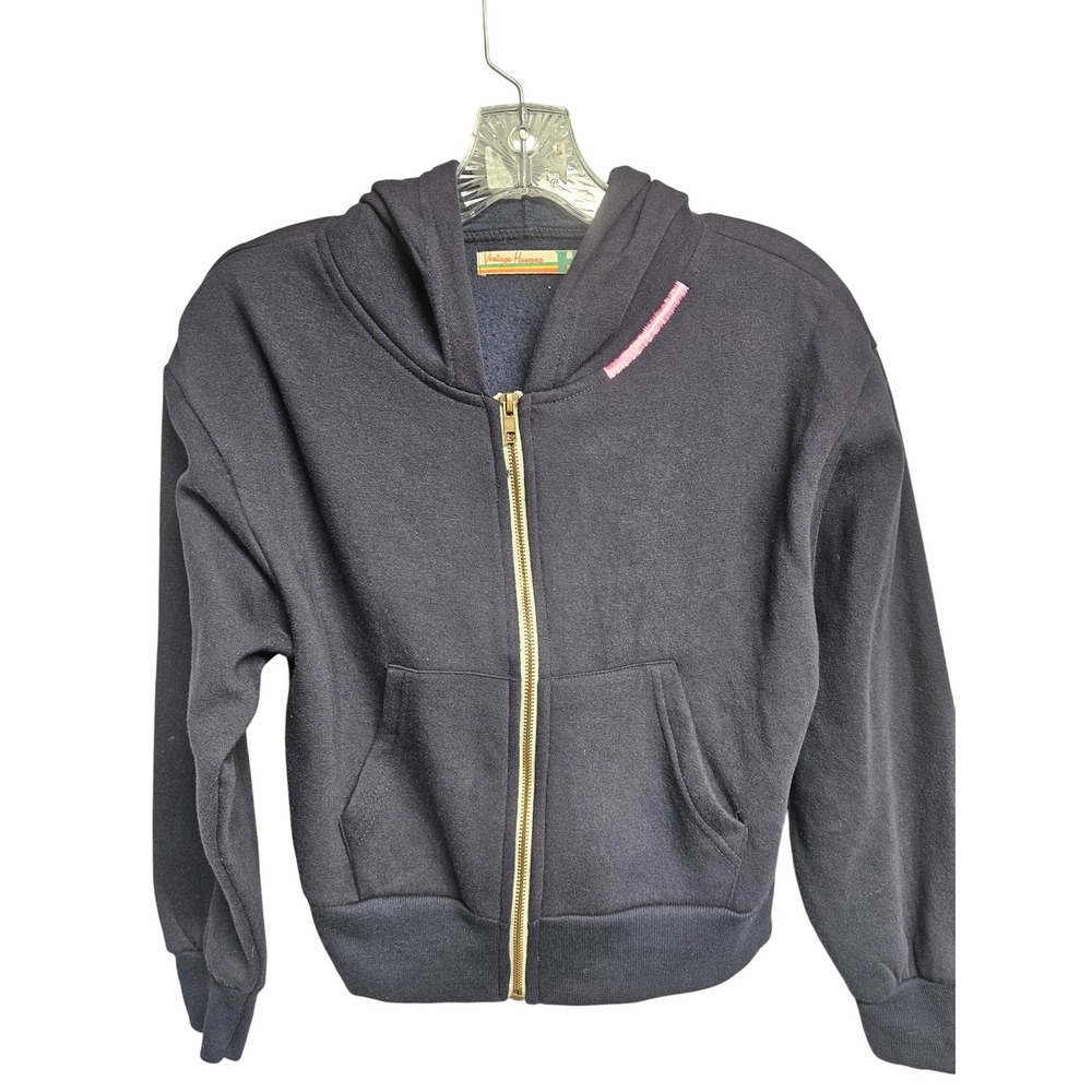 Vintage Havana Kids Navy Blue Pink Winking Smiley Full Zip Hoodie L/14 KOD-726